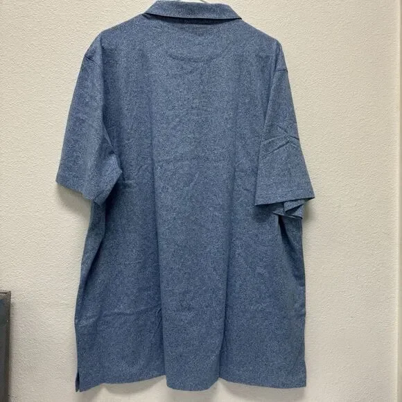 Paul Fredrick Polo Shirt Mens XXL Blue Heathered Space Dye Short Sleeve Knit - Picture 6 of 6